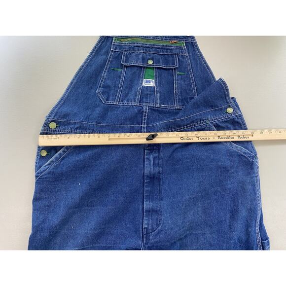 Liberty Denim Bib Overalls Mens 40x27 Blue Carpenter Workwear Dark Wash Grunge - Picture 8 of 11